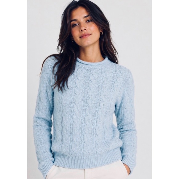 J.Crew Sweaters - J.Crew Womens Cloud Blue Rollneck Cable Knit Mockneck Sweater Medium M